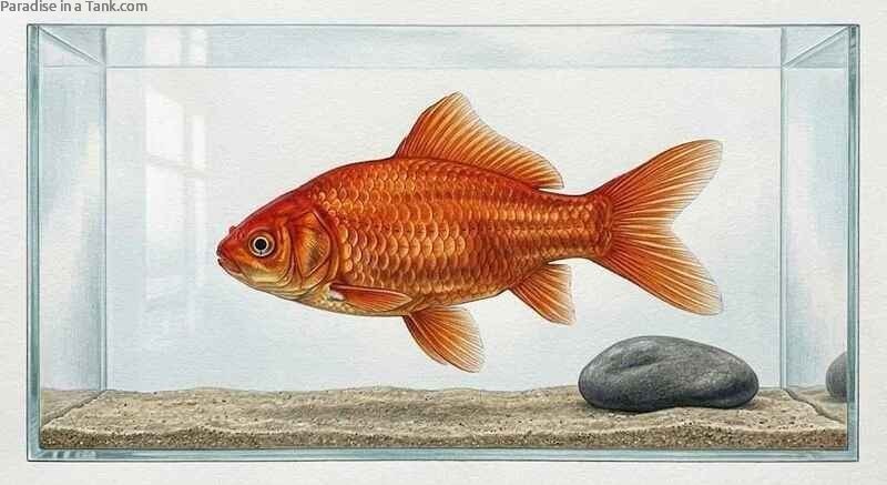 A common goldfish in an aquarium.