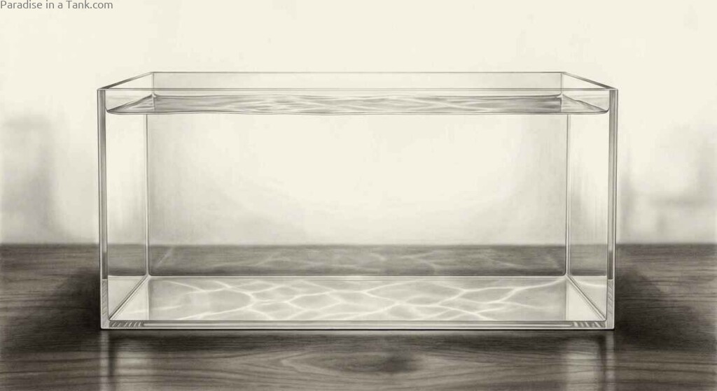 A glass tank filled only with water.