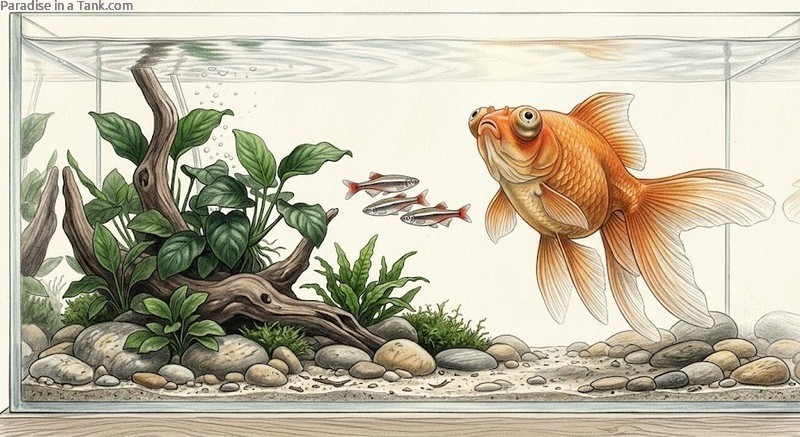 celestial eye goldfish in a tank