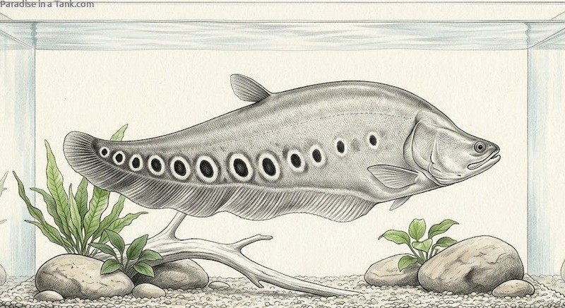 A large clown knifefish in a small tank