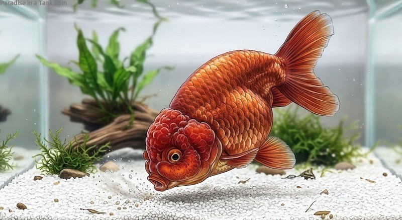 Lionchu Goldfish looking for food