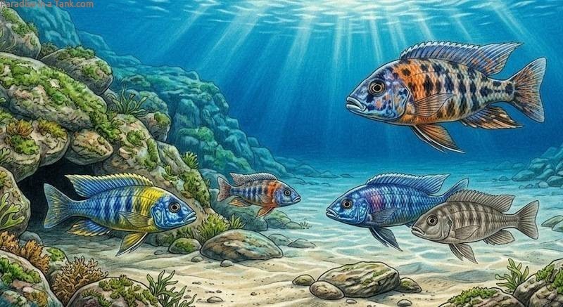 Peacock Cichlids in their natural environment