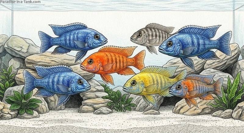 Peacock Cichlids of multiple colours