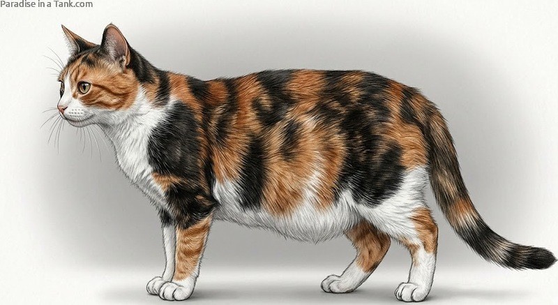 A pregnant calico cat