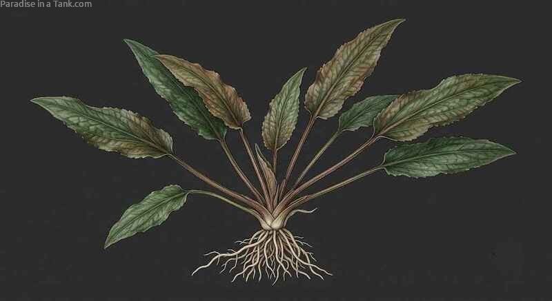 Detailed diagram highlighting the complete Cryptocoryne plant structure.