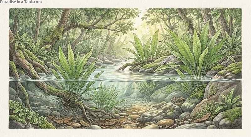 Java Fern growing in the wild.