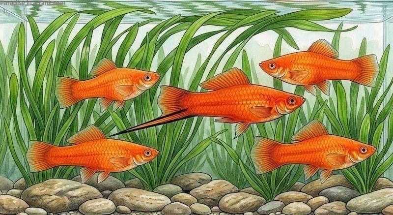 A group of Swordtail fish