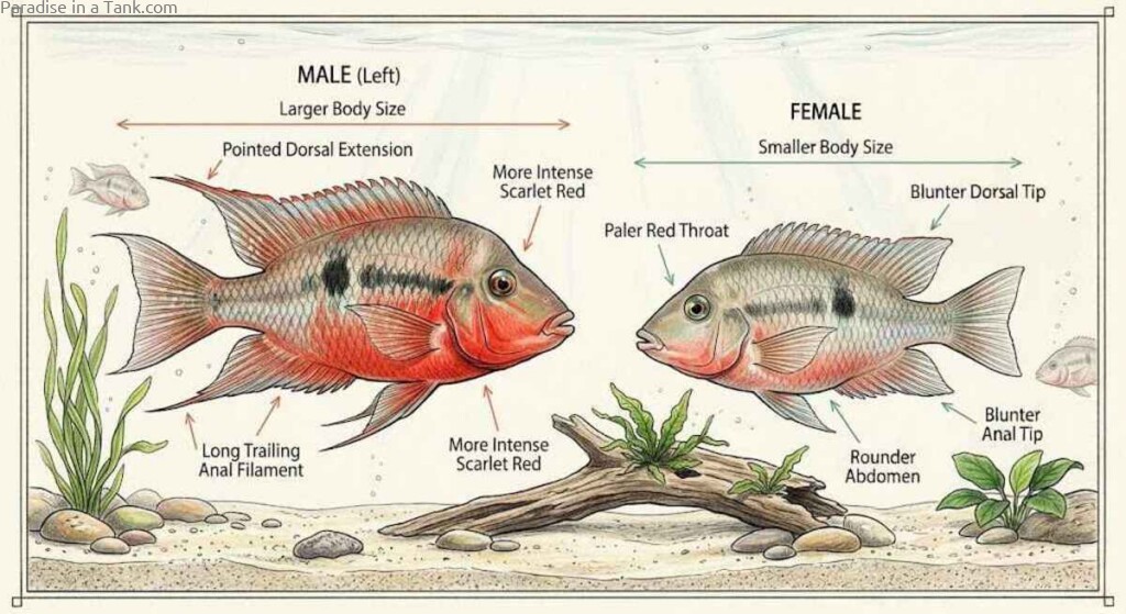 Image showing differences between Firemouth Cichlid Genders